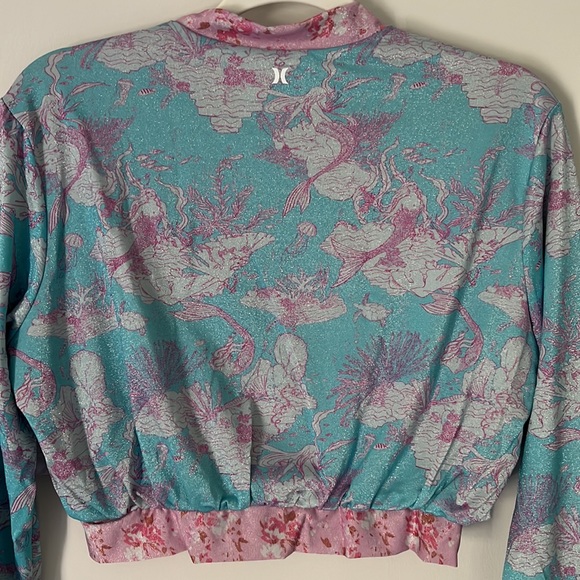 LoveShackFancy x Hurley Under The Sea Cropped Mesh Bomber Jacket Cover Up - Picture 8 of 16